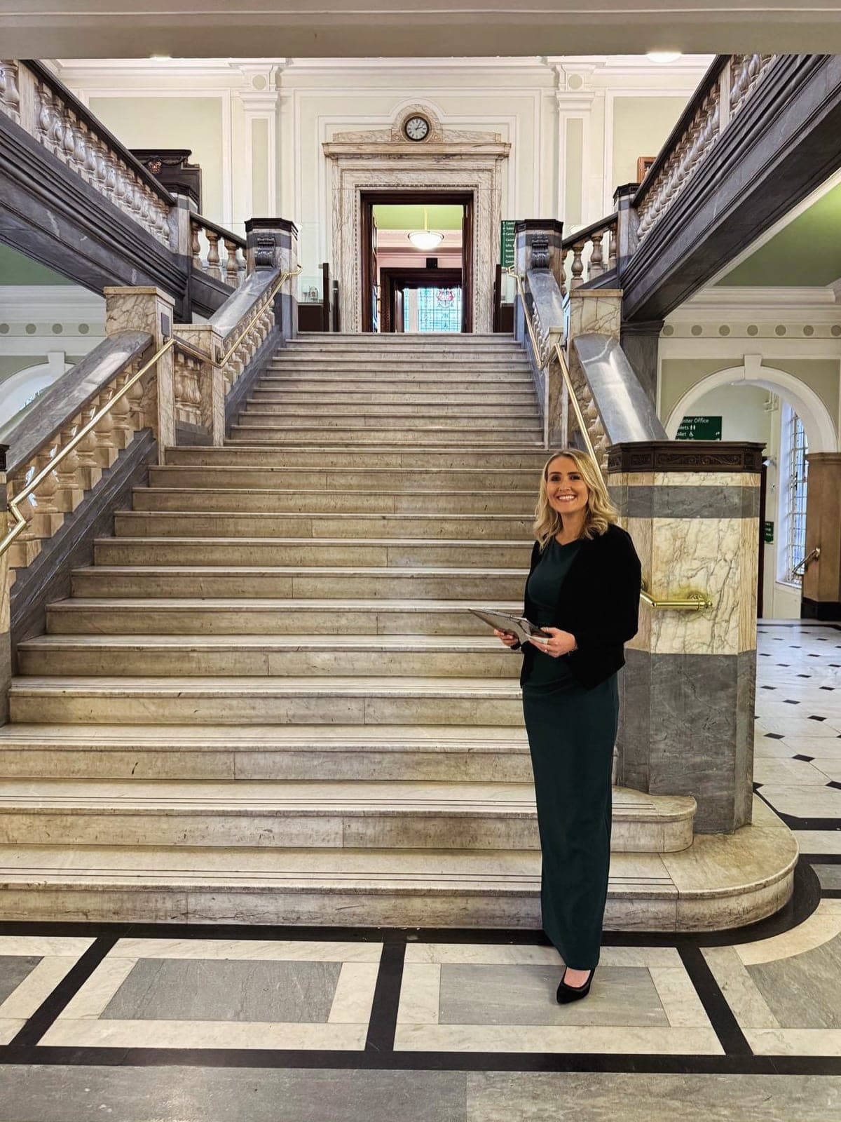 The grand staircase of a country house venue